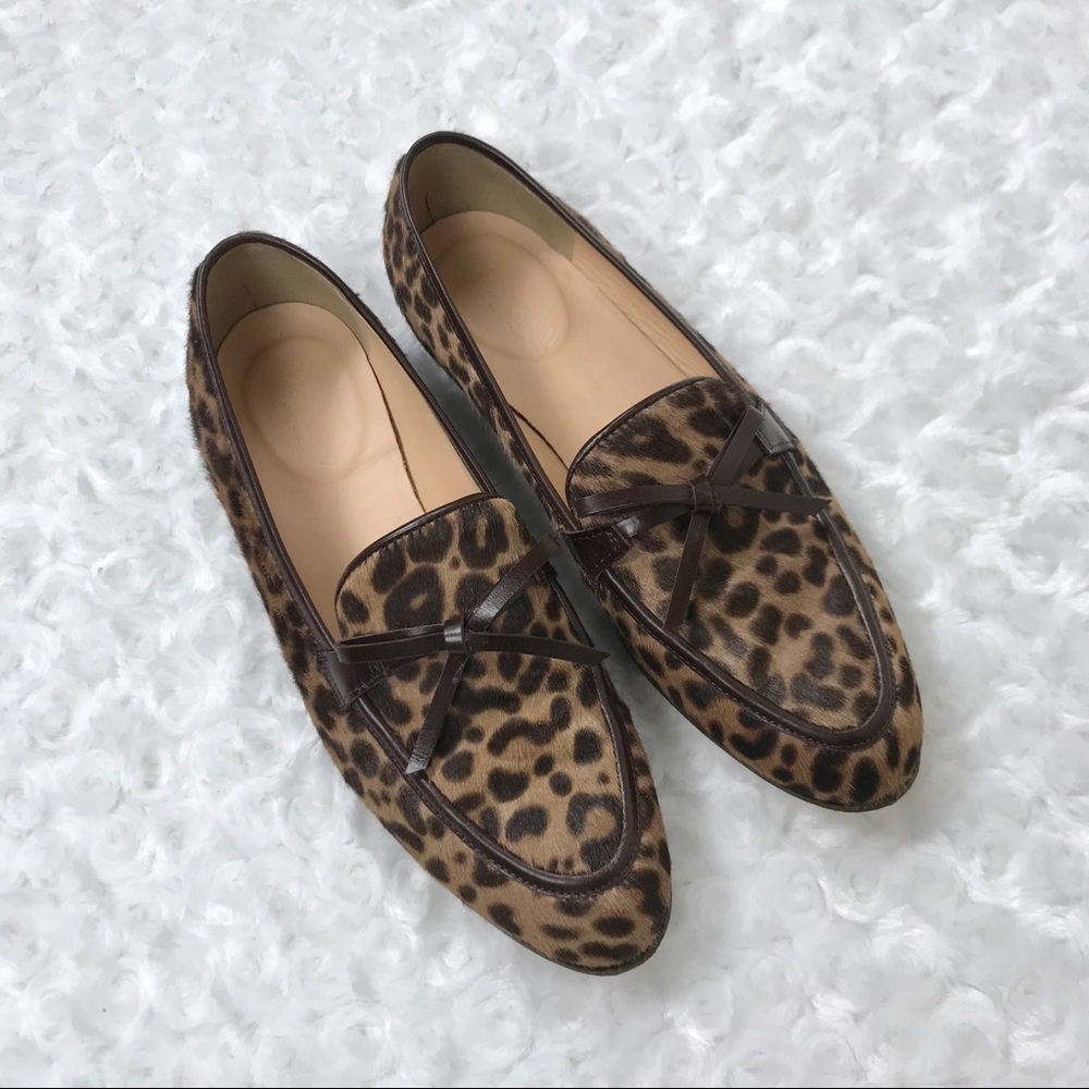 J Crew 6.5 Leopard Calf Hair Academy Loafer Flats‎